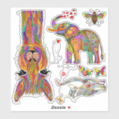 Niedliche und farbenfrohe Tierpalette Vinyl Sticke Aufkleber (Blatt)