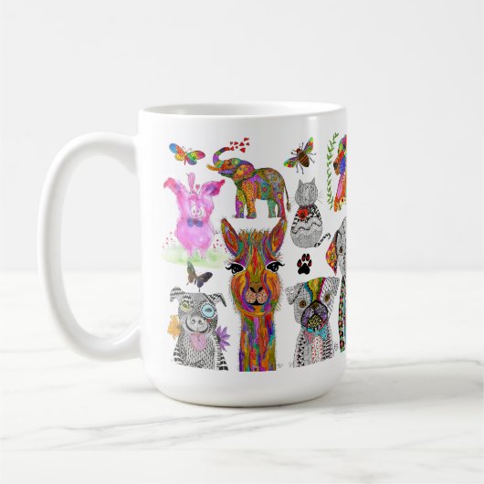 Niedliche und farbenfrohe Tiersortiment Tasse 15 o (Links)