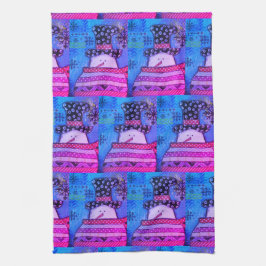 Niedliche und farbenfrohe Weihnachts-Mixed-Media-S Geschirrtuch