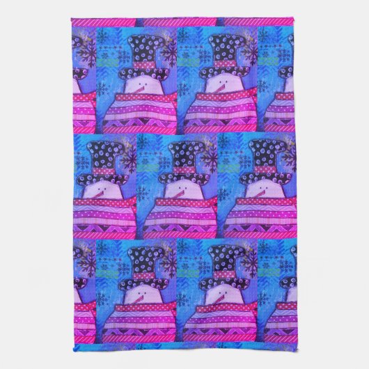 Niedliche und farbenfrohe Weihnachts-Mixed-Media-S Geschirrtuch (Vertikal)