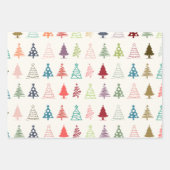 Niedliche und farbenfrohe Weihnachtsbäume Geschenkpapier Set (Vorderseite 2)