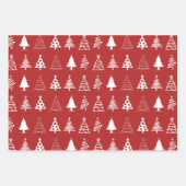 Niedliche und farbenfrohe Weihnachtsbäume Geschenkpapier Set (Vorderseite)