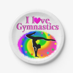 NIEDLICHE UND FARBHAFTE LIEBE GYMNASTICS-DESIGN PAPPTELLER