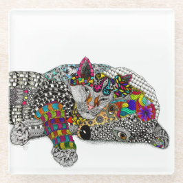 Niedliche und farbige Katzen- und Hunenglaster-Unt Glasuntersetzer