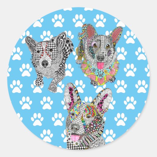 Niedliche und farbige Korgi-Aufkleber Runder Aufkleber (Vorderseite)