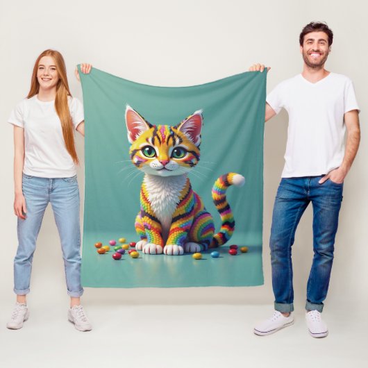 Niedliche und farbige Margay Candy Cat Fleecedecke (Beispiel)