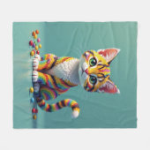 Niedliche und farbige Margay Candy Cat Fleecedecke (Vorderseite (Horizontal))