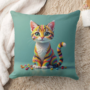 Niedliche und farbige Margay Candy Cat Kissen