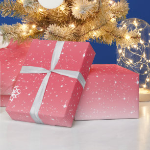 Niedliche und festliche Schneeflocke Rot und Weiß Geschenkpapier