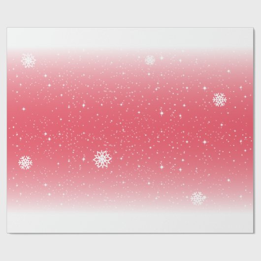 Niedliche und festliche Schneeflocke Rot und Weiß Geschenkpapier (Flach)