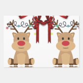 Niedliche und freche Rentiere Geschenkpapier Set (Vorderseite)