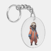 Niedliche und freundliche Sloth Illustration Schlüsselanhänger (Vorderseite links)