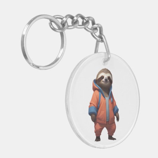 Niedliche und freundliche Sloth Illustration Schlüsselanhänger (Vorderseite links)