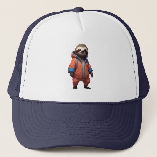 Niedliche und freundliche Sloth Illustration Truckerkappe (Vorderseite)