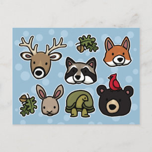 Niedliche und freundliche Waldtiere Postkarte