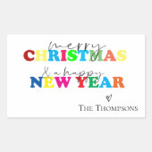 Niedliche und fröhliche Weihnachten und glückliche Rechteckiger Aufkleber (Vorderseite)