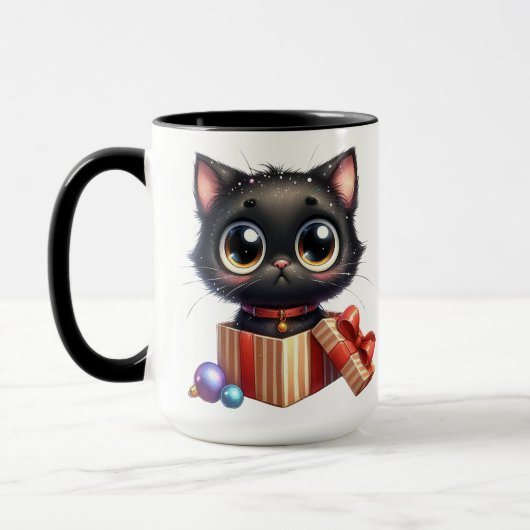 NIEDLICHE UND FUNNIERENDE SCHWARZE CHRISTMAS KITTE TASSE (Links)