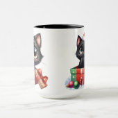NIEDLICHE UND FUNNIERENDE SCHWARZE CHRISTMAS KITTE TASSE (Zentrum)