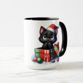 NIEDLICHE UND FUNNIERENDE SCHWARZE CHRISTMAS KITTE TASSE (VorderseiteRechts)