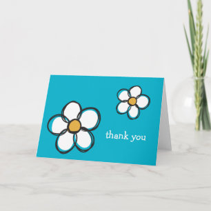 Niedliche und Girly Doodle Blume Aqua Hintergrund Dankeskarte