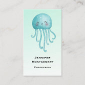 Niedliche und glückliche blaugrüne Qualle Visitenkarte (Vorderseite)