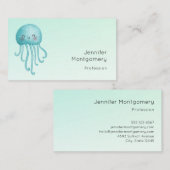 Niedliche und glückliche blaugrüne Qualle Visitenkarte (Vorne/Hinten)