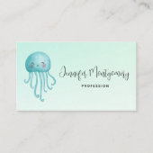 Niedliche und glückliche blaugrüne Qualle Visitenkarte (Vorderseite)