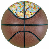 Niedliche und glückliche Vögel unter Frühlingsblum Basketball (Rechts)