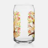 Niedliche und glückliche Vögel unter Frühlingsblum Dosenglas (Links)