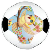 Niedliche und glückliche Vögel unter Frühlingsblum Fußball (Gedreht)