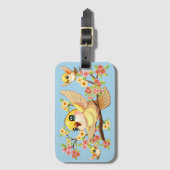 Niedliche und glückliche Vögel unter Frühlingsblum Gepäckanhänger (Vorderseite Vertikal)