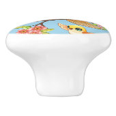 Niedliche und glückliche Vögel unter Frühlingsblum Keramikknauf (Seitenansicht)