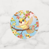 Niedliche und glückliche Vögel unter Frühlingsblum Konfetti (Klein Vorderseite)