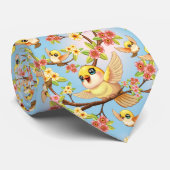 Niedliche und glückliche Vögel unter Frühlingsblum Krawatte (Gerollt)