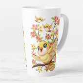 Niedliche und glückliche Vögel unter Frühlingsblum Milchtasse (Rechte Ecke)