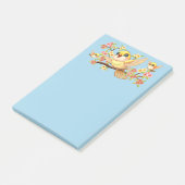 Niedliche und glückliche Vögel unter Frühlingsblum Post-it Klebezettel (angewinkelt)