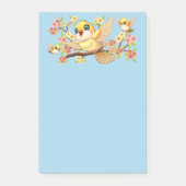 Niedliche und glückliche Vögel unter Frühlingsblum Post-it Klebezettel (Vorderseite)