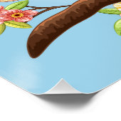 Niedliche und glückliche Vögel unter Frühlingsblum Poster (Ecke)