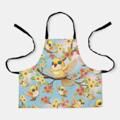 Niedliche und glückliche Vögel unter Frühlingsblum Schürze (Vorderseite)