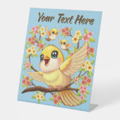 Niedliche und glückliche Vögel unter Frühlingsblum Sockelschild (Vorderseite)