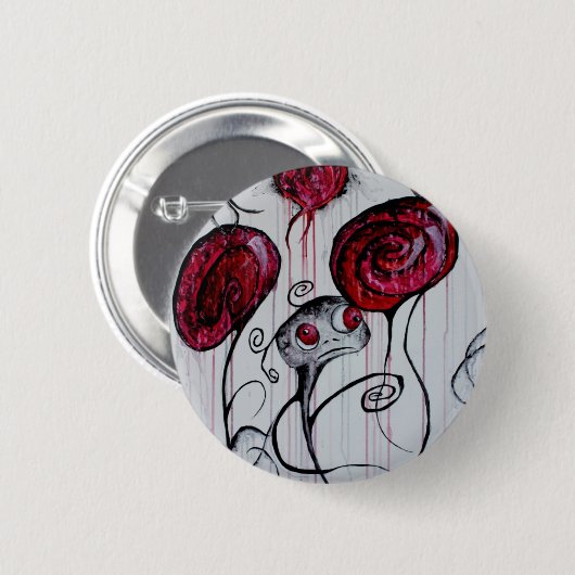 Niedliche und graue Kreatur Whimsical Goth Horror Button (Vorne & Hinten)