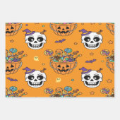 Niedliche und graue Skelette zu Halloween Geschenkpapier Set (Vorderseite 3)