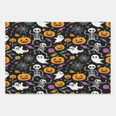 Niedliche und graue Skelette zu Halloween Geschenkpapier Set (Vorderseite)