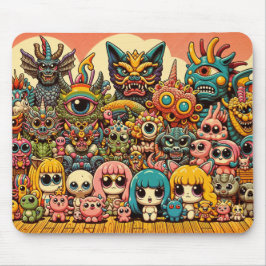 "Niedliche und grauenhafte Monster-Wiedersehen" Mousepad