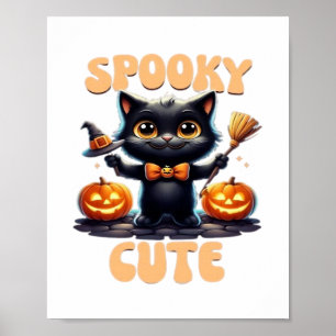 Niedliche und gruselige schwarze Katze Klassischer Poster