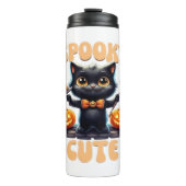 Niedliche und gruselige schwarze Katze Klassischer Thermosbecher (Vorderseite)