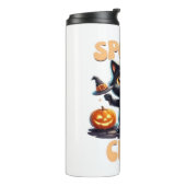 Niedliche und gruselige schwarze Katze Klassischer Thermosbecher (Nach links gedreht)