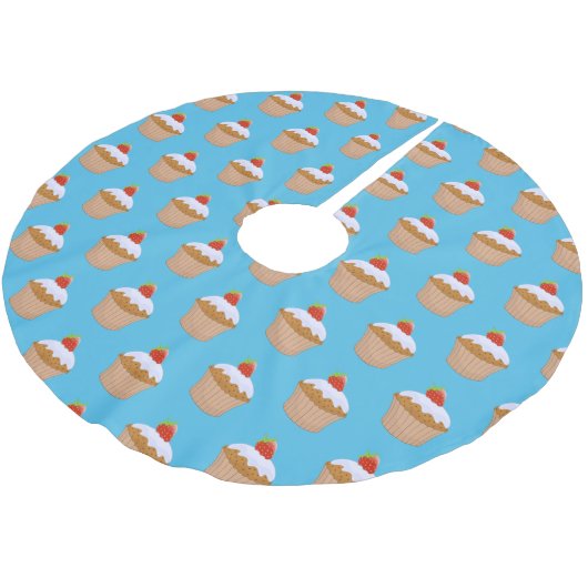 Niedliche und hübsche Schokolade Cupcake Cherry Mu Polyester Weihnachtsbaumdecke (Schrägansicht)