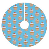Niedliche und hübsche Schokolade Cupcake Cherry Mu Polyester Weihnachtsbaumdecke (Vorderseite)