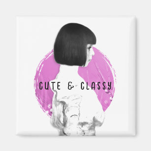Niedliche und klassische Girl Pink und Black Magnet